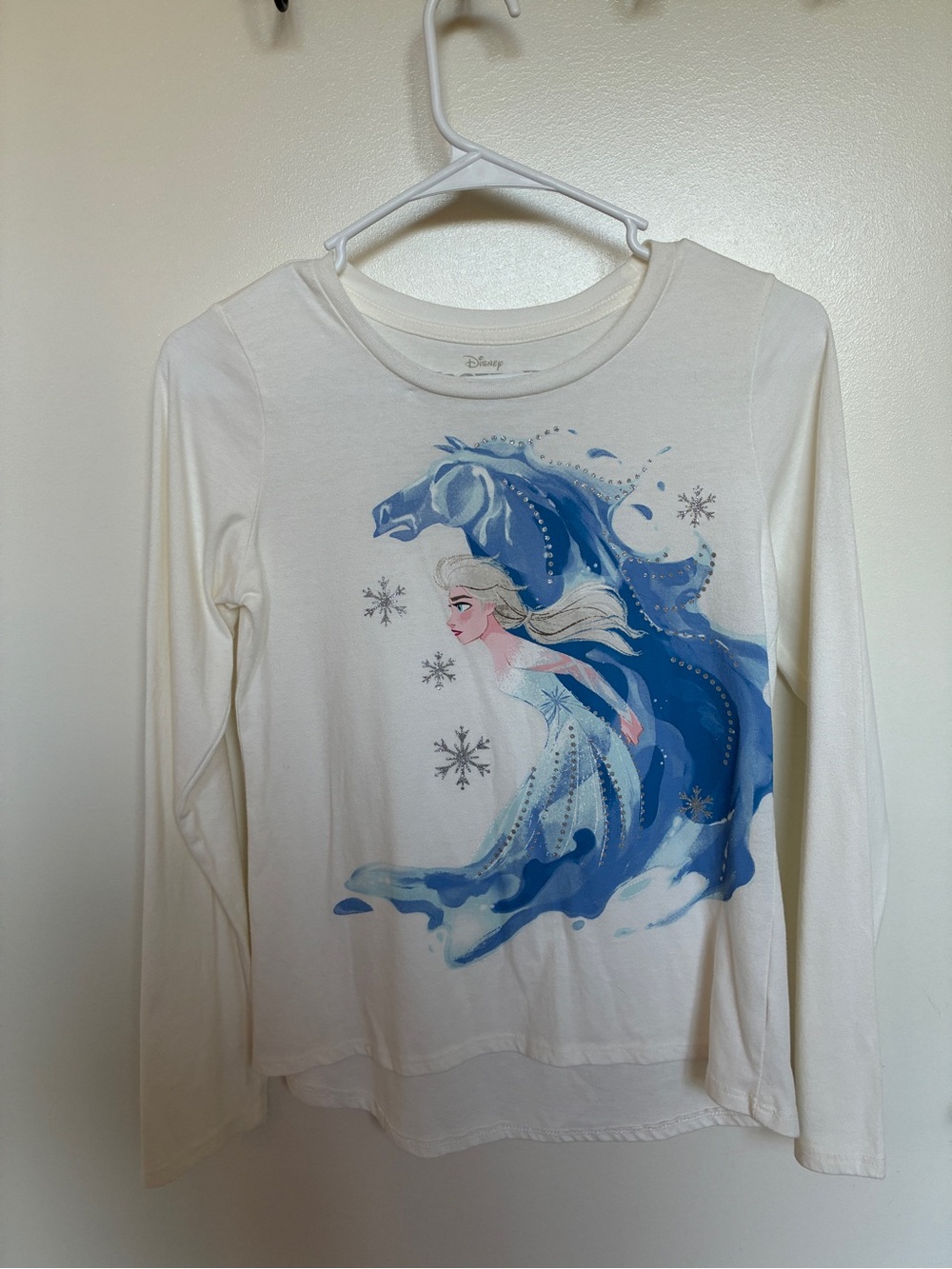 Disney White Long Sleeve Elsa Ice Princess Graphic Tee
